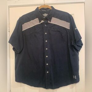 Harley-Davidson Genuine Motor Clothes Black & Gray 3X Button Up Shirt.    2769